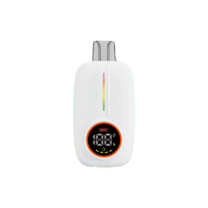 White handheld device with a circular digital display showing 'BOOST' and 0-100% on a colorful background, including a vertical color gauge.