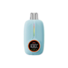 Blue handheld electronic device with a circular digital display on the front, featuring a bright orange border and dotted grip texture, shown against colorful packaging.