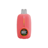 Pink portable power bank with a round LED display showing battery level, set against a colorful, neon background.